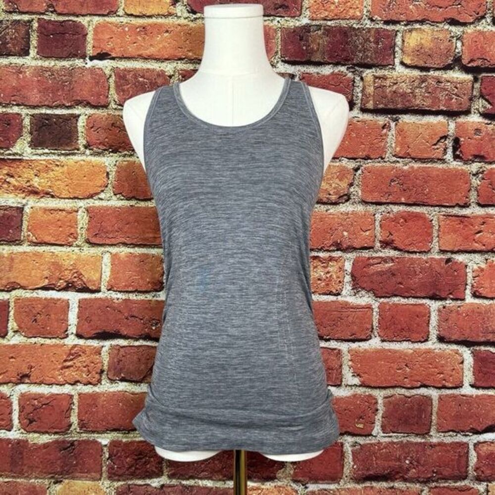 Athleta Racerback Fastest Track Side Ruched Gray Tank Top Size XS Activewear‎
